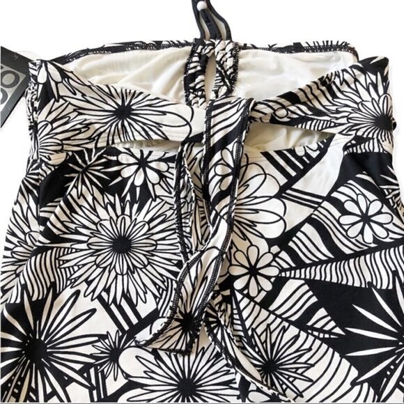 Coco Reef Tankini Swim Top 32C Black White Floral Bandeau - Picture 8 of 11